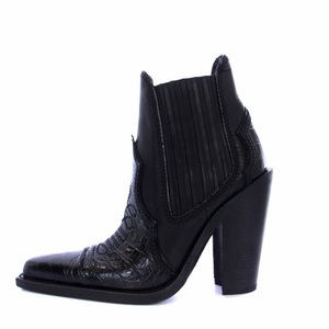 未使用品 ディースクエアード Heeled Ankle Boots Western boot アンクル ウエスタンブーツ ハイヒール カウレザー 38 25.5cm 黒