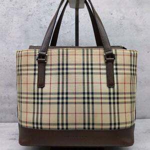 1円～【入手困難】BURBERRY バーバリー トートバッグ ビジネスバッグ 鞄 ノバチェック ロゴ型押し A4 肩掛け 通勤通学 メンズ レディース