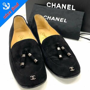 ◆シャネル CHANEL◆ココマーク フリンジ ローファー 02A A19237X01036 サイズ37 約23.5-24.0cm ヒール約2.0cm ブラック スエード シューズ