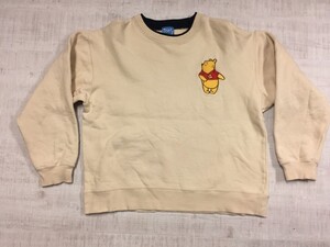 Pooh くまのプーさん ディズニー キャラクター 刺繍 スウェットトレーナー プルオーバー レディース コットン100% L ベージュ