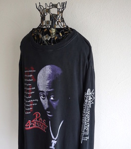 レア 1990s ヴィンテージ 2PAC 1997年 2PAC 4ever MAKAVELI ラップTシャツ XL 黒 ロンT 長袖 オリジナル 2パック マキャベリ afeni 古着