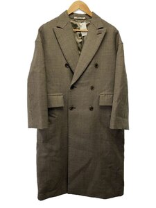 AURALEE◆DOUBLE FACE CHECK DOUBLE-BREASTED COAT/0/ウール/BRW/A8AC03BN