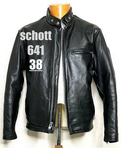 ①schott【38】641米国製シングルライダース◇牛革ジャン ハーレーgpz