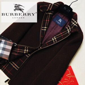 f9 未使用級◎極上のカシミア使用を纏う〜参考価格14万●BURBERRY LONDON●ステンカラー高級ジップアップコート バーバリーコート 9 M