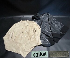 ◇上品で洗練された雰囲気を演出◇女性用【クロエ　Chloe＆クーカイ　KOOKAI】ラムスキン ムートンレザー/ジャケット2枚組 P05128