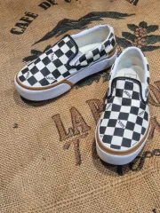 【雷市場（ポンジャン）商品韓国直送】 235mm VANS(バンズ) 積み上げ フラットフォーム チェッカーボード スリッポン