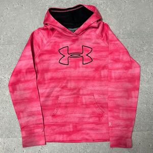 アンダーアーマー UNDER ARMOUR 女の子　キッズ　160くらい　スウェットパーカー ネオンカラー　蛍光　ネオンピンク　トップス XL 611FH