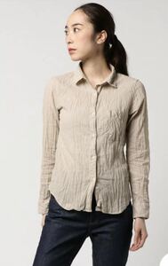 【定価19,800円】YANUK Standard Shirts【S】綿麻シャツ　ショート　スタンダードシャツ　ベージュ　ヤヌーク　(検　大草直子