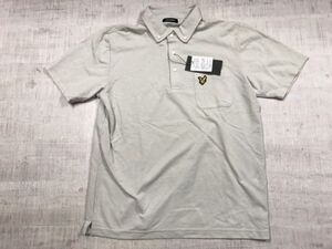 新品タグ付き LYLE&SCOTT ライル&スコット ラグジュアリー スポーツ ゴルフ ボタンダウン 鹿の子 半袖ポロシャツ メンズ ロゴ刺繍 L グレー