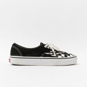 【1円スタート】 VANS バンズ Authentic Checker Flame オーセンティック USA企画 キャンバス ブラック ローカット スニーカー US8 26cm