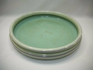 昭和レトロ 　刻印 水盤 　直径約３７ｃｍ　華器 骨董皿 平皿 水鉢 信楽焼？　刻印あり　元箱無し