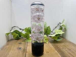 水中花シフトノブ　円柱型　桜　黒