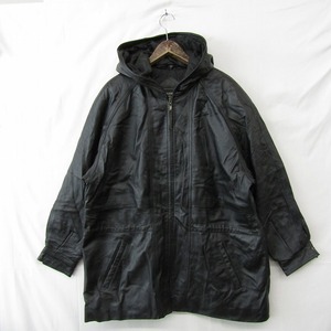本革 00s サイズ 1X OUTBROOK レザー デザイン ジャケット コート 中綿 裏地有 黒 レディース 古着 ビンテージ 2N0111