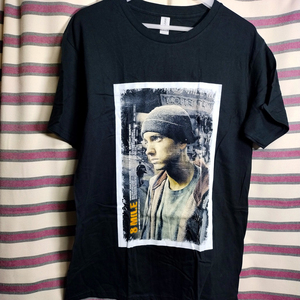 Eminem　エミネム　8mile Tシャツ　8マイル BIGプリントTシャツ 黒L◆新品/送料無料 RAP HIP HOP