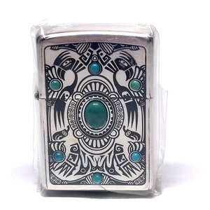 【侍】新品 未使用 インディアンストーン 2006年製 3月 ターコイズ装飾 ZIPPO ジッポー 箱付 20+854