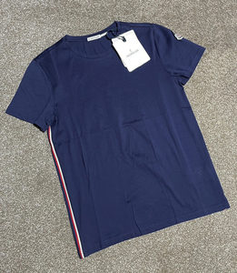 MONCLER MAGLIA T-SHIRT モンクレール マグリア Tシャツ ネイビー サイズS トリコロール サイドライン