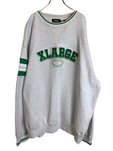 XLARGE エクストララージ トレーナー STRIPED SLEEVE TEAM LOGO CREWNECK SWEAT ストライプドスリーブ 101223012007 アッシュ XL 44823049