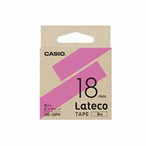 【新品】（まとめ） カシオ ラベルライター Lateco 詰め替え用テープ 18mm ピンクテープ 黒文字 【×3セット】