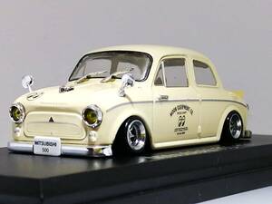 1/43 ノレブ Mitsubishi 500 (1961) 改 アルミ 深リム ローダウン 改造 Rスポイラー Mooneyes デカール カスタム 日産名車 アシェット 