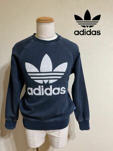 adidas originals アディダス オリジナルス トレフォイル ビッグロゴ スウェット トレーナー サイズM 長袖 インディゴブルー AB8053