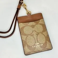 Coach コーチ パスケース ブラウン ネックストラップ カードケース 人気