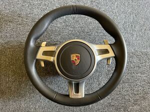 ポルシェ純正 スポーツデザインステアリング.PDKパドル付 911/ボクスター/ケイマン　997.2 991.1 987.2 981.1