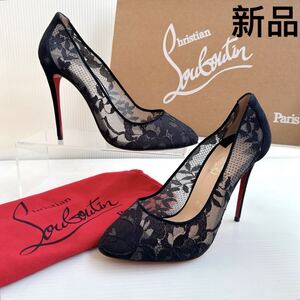 クリスチャンルブタン　豪華　花柄　レース　ハイヒール　パンプス　サンダル　新品　37.5 靴 黒　Christian Louboutin レーディス