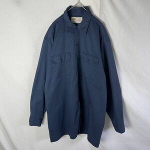 ディッキーズ　長袖ワークシャツ　古着　L-Tサイズ　ネイビー　WORKWEAR