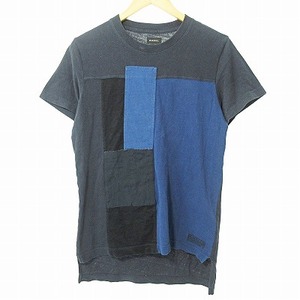 ディーゼル DIESEL Tシャツ カットソー 半袖 パッチワーク コットン ネイビー 紺 XS 国内正規品 0311 IBO49 メンズ