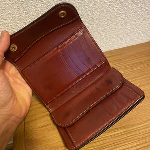 【シェルコードバン★美品】ワイルドスワンズ/バーン/3つ折り財布/レザー/WILD SWANS/入手困難/超希少 ブラック×バーガンディ