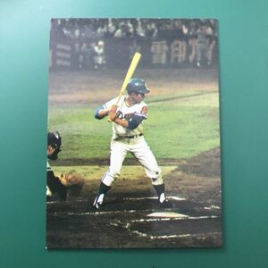 美品　バット版　表面表記なし　裏面左バット　1973年　カルビー　プロ野球カード　73年　68番　中日　高木　　【管理NO:4-97】