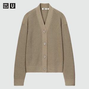 UNIQLO U リブカーディガン　サイズM カーキ　2023春夏