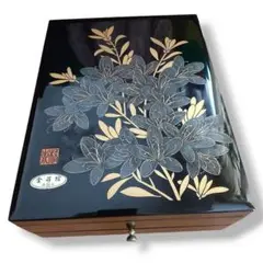 【匿名配送】ヴィンテージ 金蒔絵 漆 文箱 2段 工芸品 レトロ