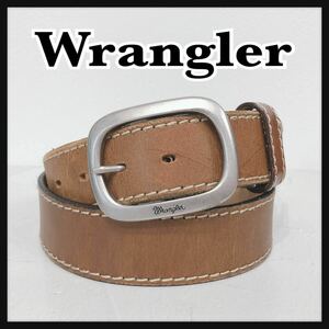 ☆Wrangler☆ ラングラー ベルト レザーベルト キャメル ブラウン レザー シルバー金具 シンプル メンズ 男性 紳士 送料無料