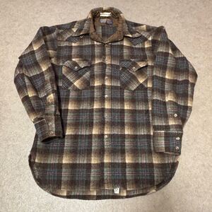 21■ USA製 PENDLETON/ペンドルトン 70s 80s 長袖 ビンテージ チェック ウールシャツ 