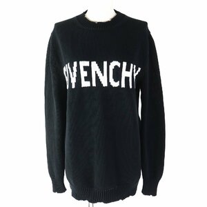 美品 GIVENCHY ジバンシィ BW907F4Z5B コットン100％ ロゴ入り ロングスリーブ ニット ブラック S イタリア製 正規品 レディース