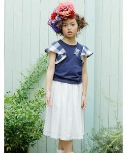 新品 ￥16200 組曲 kumikyoku クミキョク 110cm スカート 刺繍 ミモレ丈 ロングスカート 子供用 女の子 ホワイト 白 花柄