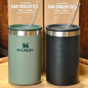 スタンレーSTANLEYエブリデイ缶クーラーカップ350ml缶対応【グリーン＆マットブラックの2色セット】正規品 ストロー付き ペア タンブラー