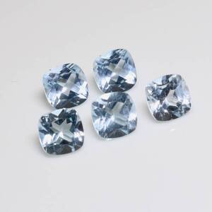 特別価格ルース 5ピース付き 6mmクッション ブルートパーズ 6.26ct