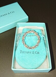 【箱付美品】TIFFANY&Co. ティファニー　sterling silver サークルブローチ ツイスト ゴールドチェーン コンビ