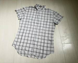 10SS クリス期 Dior HOMME ディオール オム シャツ 半袖 比翼ボタン チェック 総柄 白 グレー 39 JAPANESE LABEL CHECK SHIRTS △6