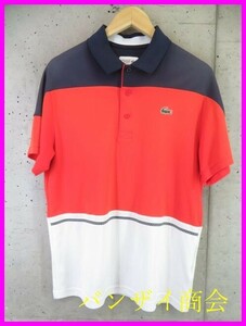 【送料300円可】4150s9◆吸汗速乾◆訳有◆LACOSTE ラコステ ボーダー柄 半袖ドライポロシャツ 4/ジャージ/ジャケット/ゴルフ/ブルゾン