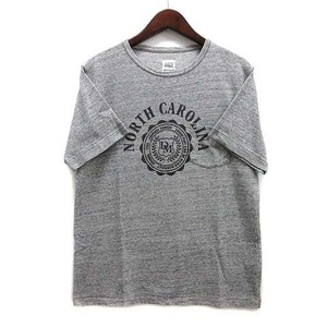 ドゥニーム DENIME カレッジ プリント Tシャツ 半袖 クルーネック NORTH CAROLINA 霜降り グレー M メンズ