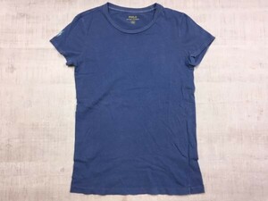 ポロラルフローレン POLO Ralph Lauren アメカジ トラッド クルーネック 半袖Tシャツ レディース コットン100% 薄手 S 青