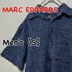 HC38【US輸入】MARC EDPARDS　半袖シャツ【メンズS】紺色