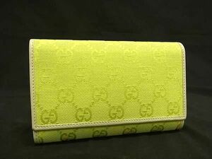 1円 ■美品■ GUCCI グッチ 263114 GGキャンバス×レザー 三つ折り 財布 ウォレット 小銭入れ 札入れ カード入れ イエロー系 FH0224