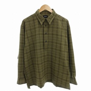 ビームス BEAMS 美品 チェックプルオーバーシャツ オーバーサイズ ハーフボタン 長袖 S 茶 ブラウン 11-11-0034-301 /FT 1022 メンズ