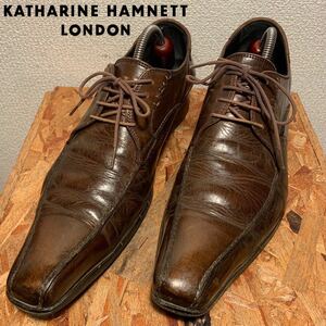 (465)KATHARINE HAMNETT キャサリンハムネット【26cm】焦茶 外羽根 スワールモカ ビジネスシューズ 革靴 紳士靴