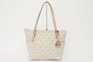 マイケルコース トートバッグ MKシグネチャー PVC/レザー ショルダーバッグ 肩掛け 鞄 レディース ホワイト Michael Kors