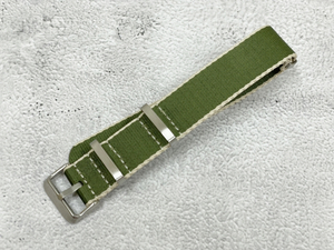 ラグサイズ：22mm NATO 腕時計ベルト スクエア ファブリック ストラップ カラー：グリーン/ベージュ ナイロン TF03